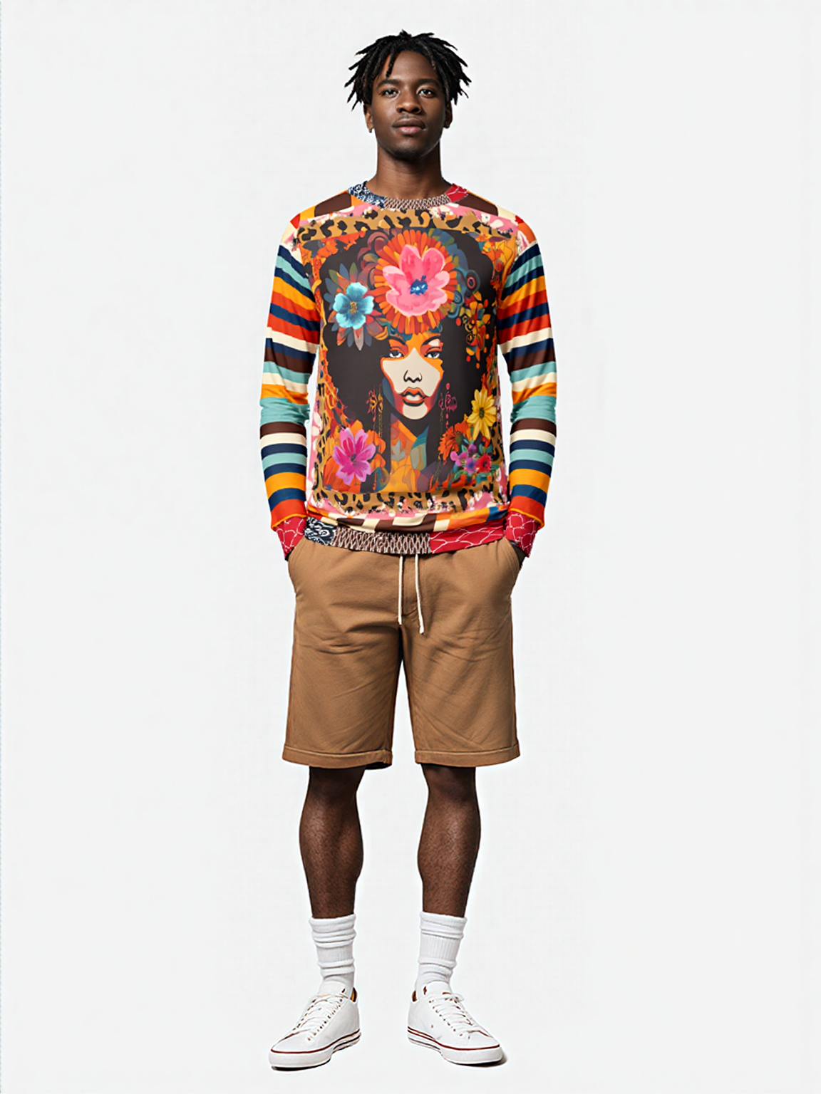 1970s Natural Woman Rugby Stripe Unisex Sweatshirt (Gold Label)