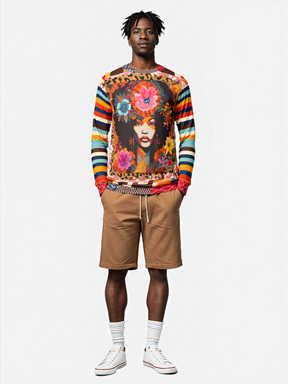 1970s Natural Woman Rugby Stripe Unisex Sweatshirt (Gold Label)