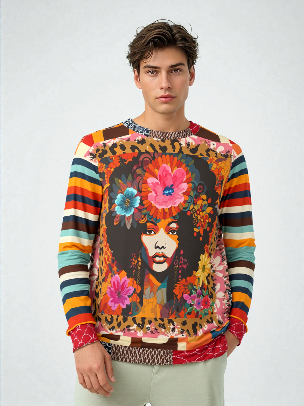 1970s Natural Woman Rugby Stripe Unisex Sweatshirt (Gold Label)