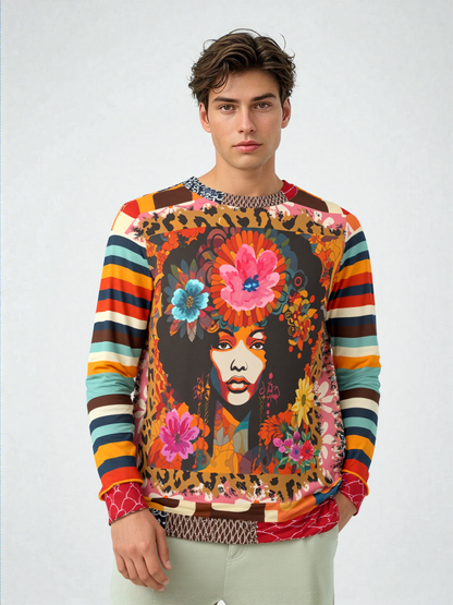 1970s Natural Woman Rugby Stripe Unisex Sweatshirt (Gold Label)