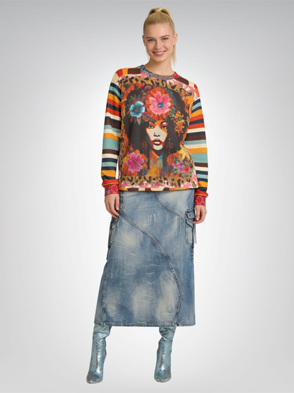 1970s Natural Woman Rugby Stripe Unisex Sweatshirt (Gold Label)