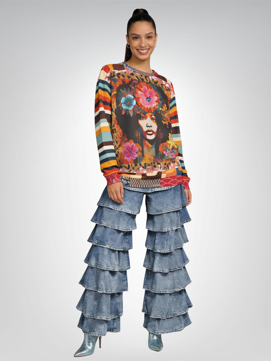 1970s Natural Woman Rugby Stripe Unisex Sweatshirt (Gold Label)