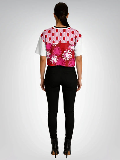 1976 California Pink Carnation Explosion Eco-Poly V-Neck Crop Jersey