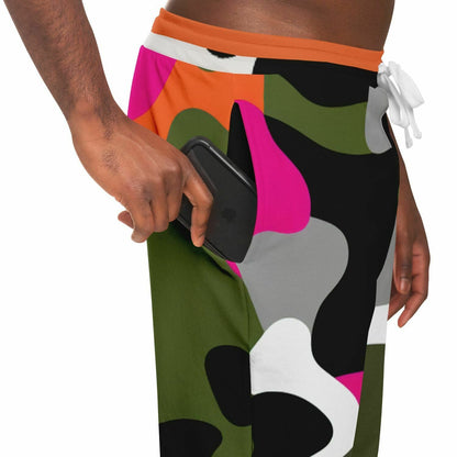 Hot Pink Black Dusk Camouflage Eco-Poly Unisex Joggers