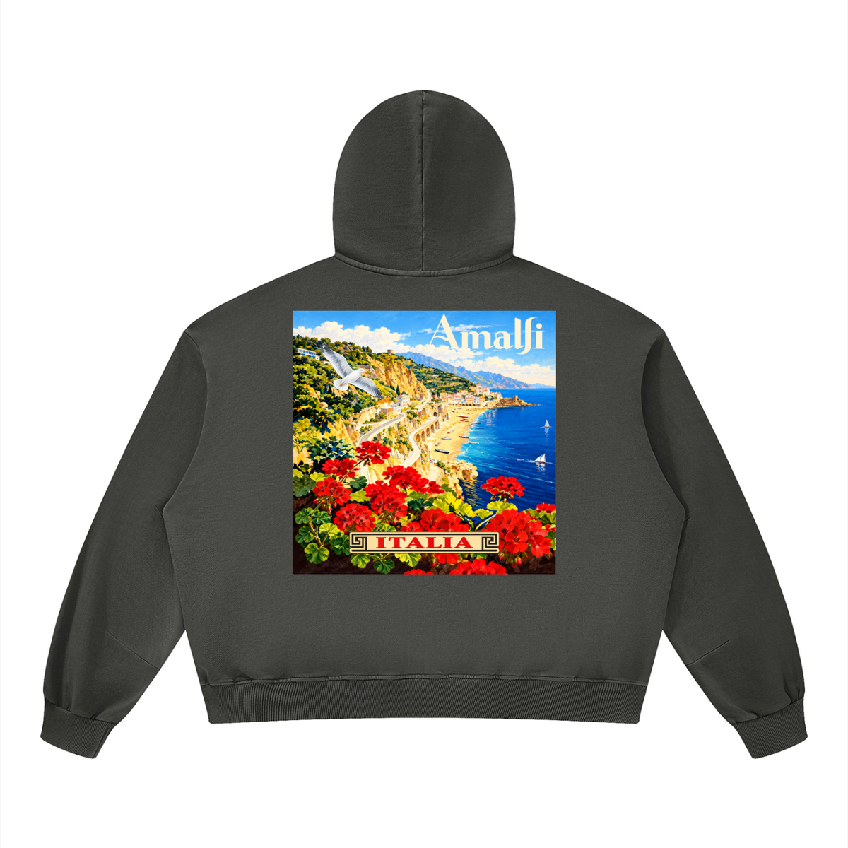 Amalfi in Springtime Unisex Boxy Vintage Washed Hoodie