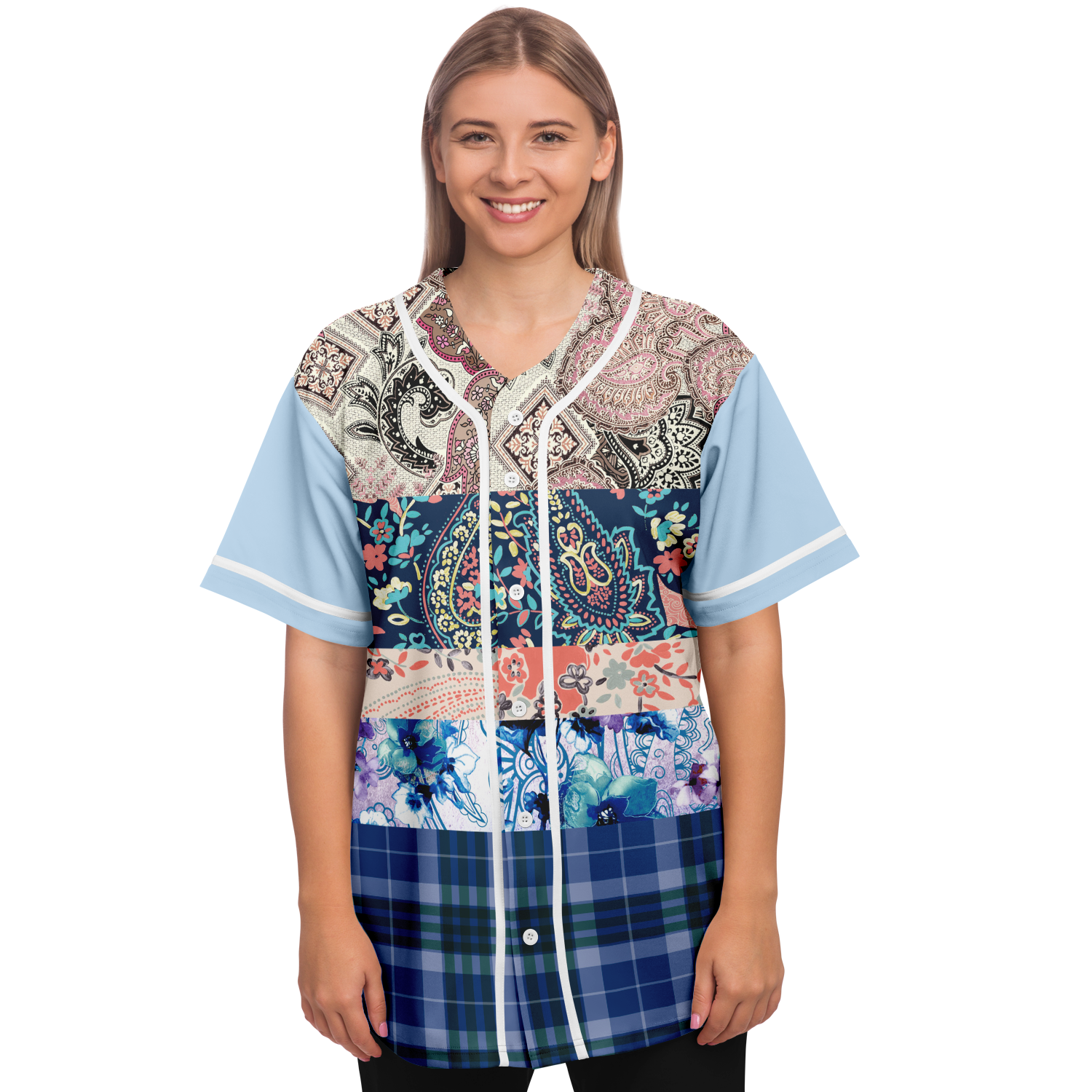 Dolores Park Paisley Print Short Sleeve Eco-Poly Baseball Jersey