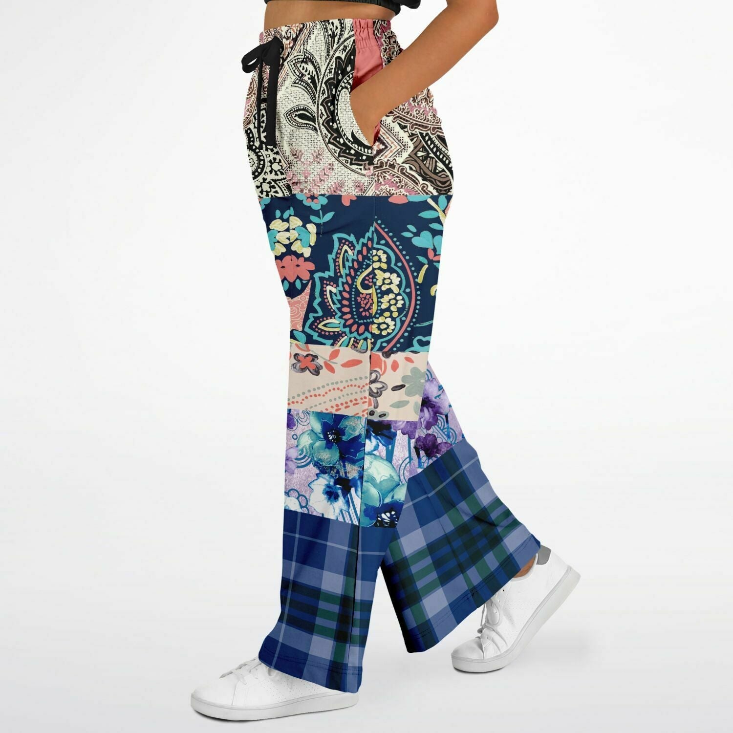 Dolores Park Paisley Plaid Eco-Poly Wide Leg Pants