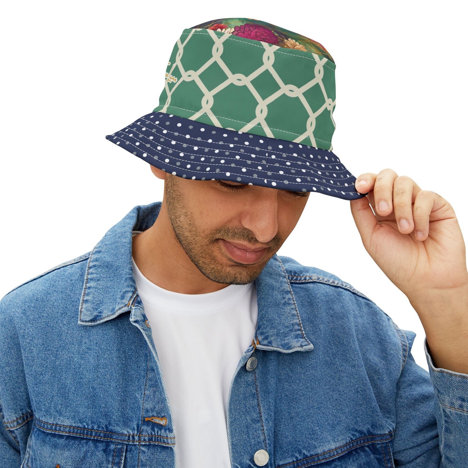 Chained and Confused Green Asian Floral Vibrant Bucket Hat