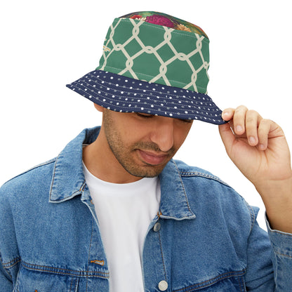 Chained and Confused Green Asian Floral Vibrant Bucket Hat