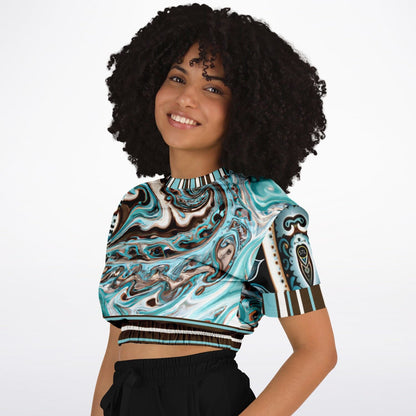 Turk and Caicos Eco-Poly Short Sleeve Cropped Pullover