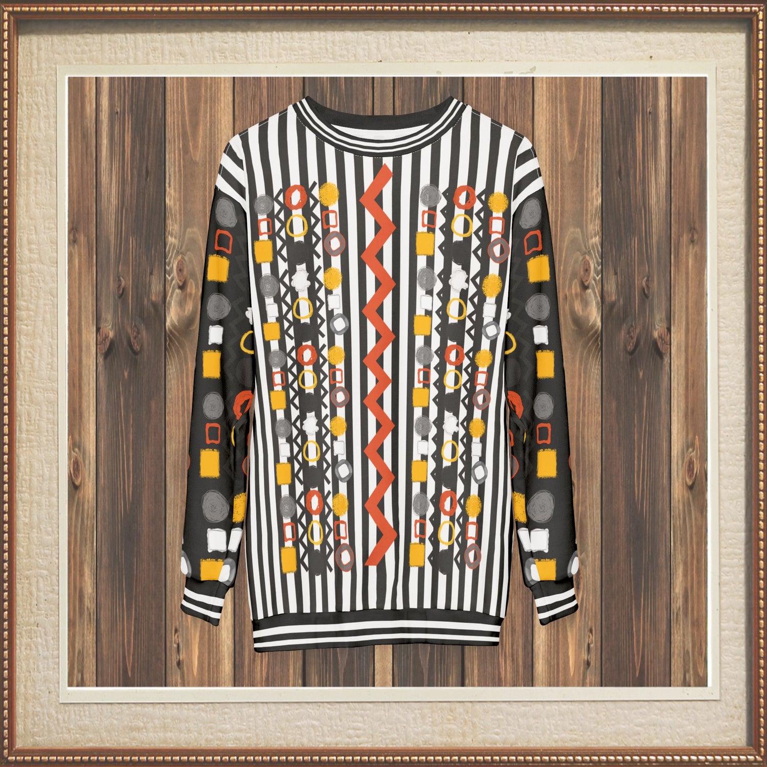 Black Stripe and Bright Geometric Funhouse Unisex Sweatshirt (Gold Label)
