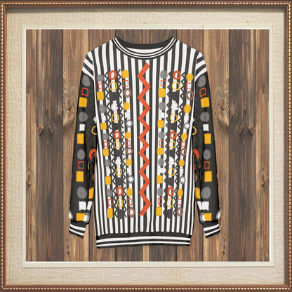 Black Stripe and Bright Geometric Funhouse Unisex Sweatshirt (Gold Label)