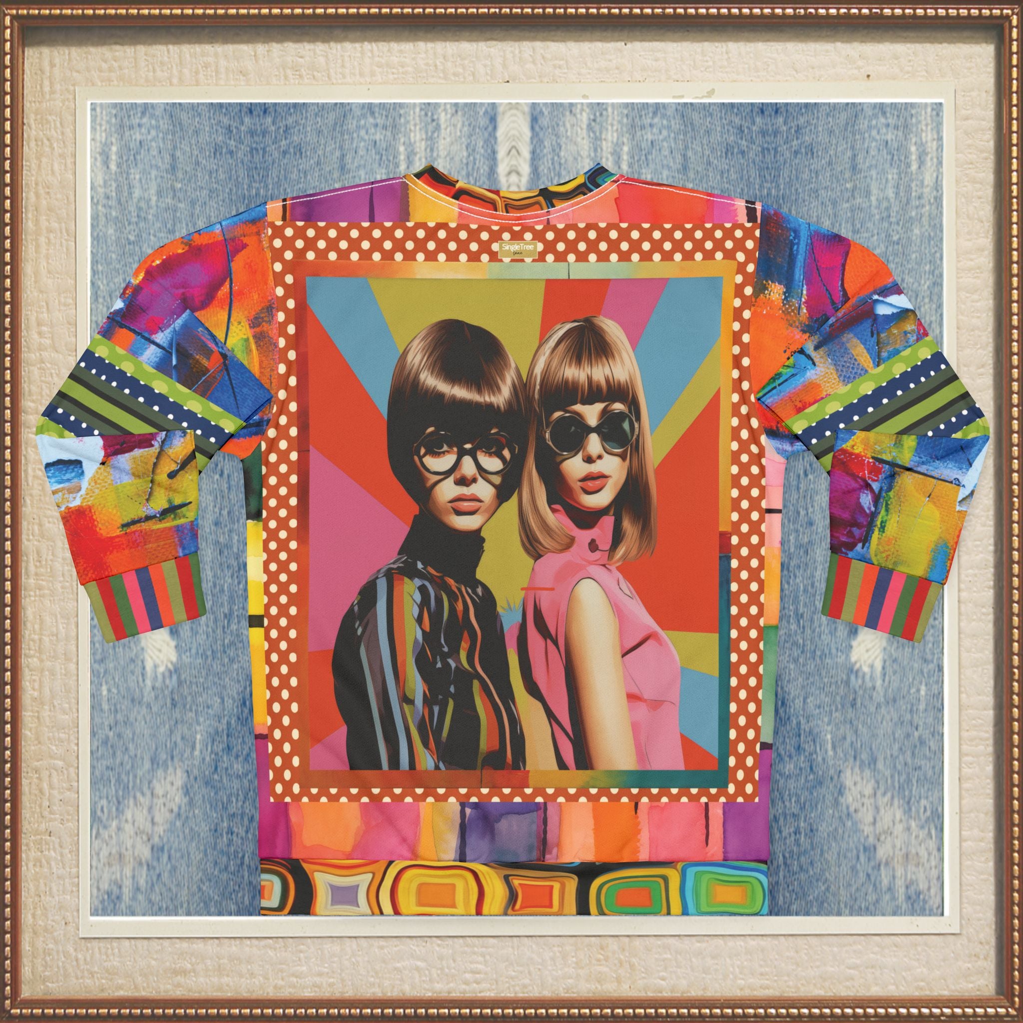 Beatnik Girls - Rainbow Flash Hippie Abstract Print Unisex Sweatshirt (Gold Label)