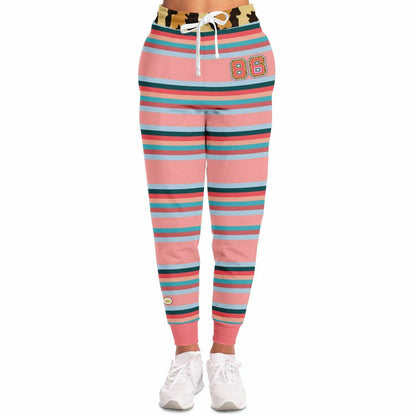 Blue Dragonfly Pink Striped Eco-Poly Unisex Joggers