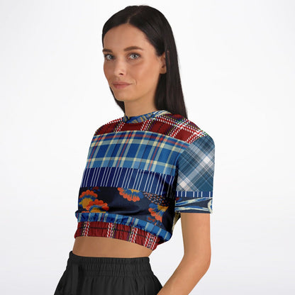 Andromeda Blue Plaid Cropped Sweater Pullover