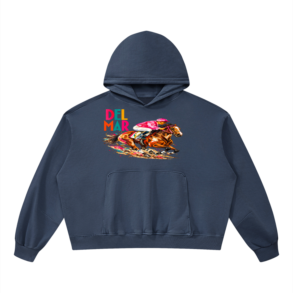 Del Mar Off to the Races Unisex Boxy Vintage Washed Hoodie