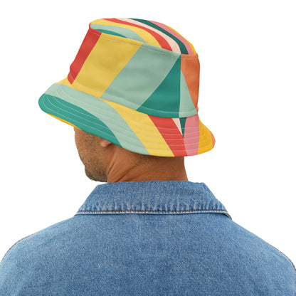 Sun Worshipper in Pastel Stripe Vibrant Bucket Hat