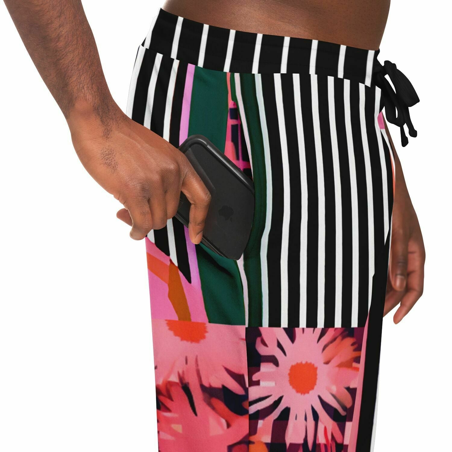 Pink Chrysanthemum Plaid Eco-Poly Unisex Joggers