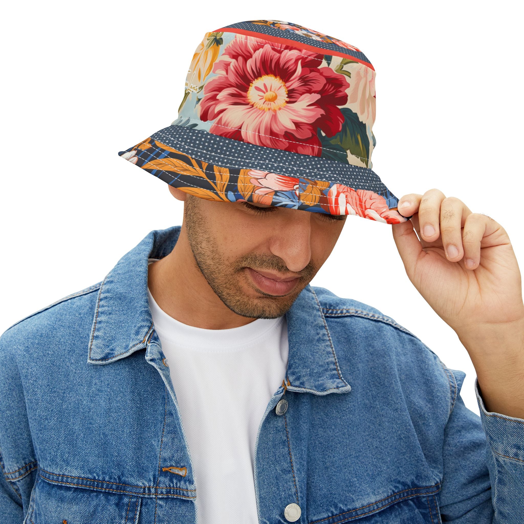 Lauren Ashley English Rose Floral Vibrant Bucket Hat