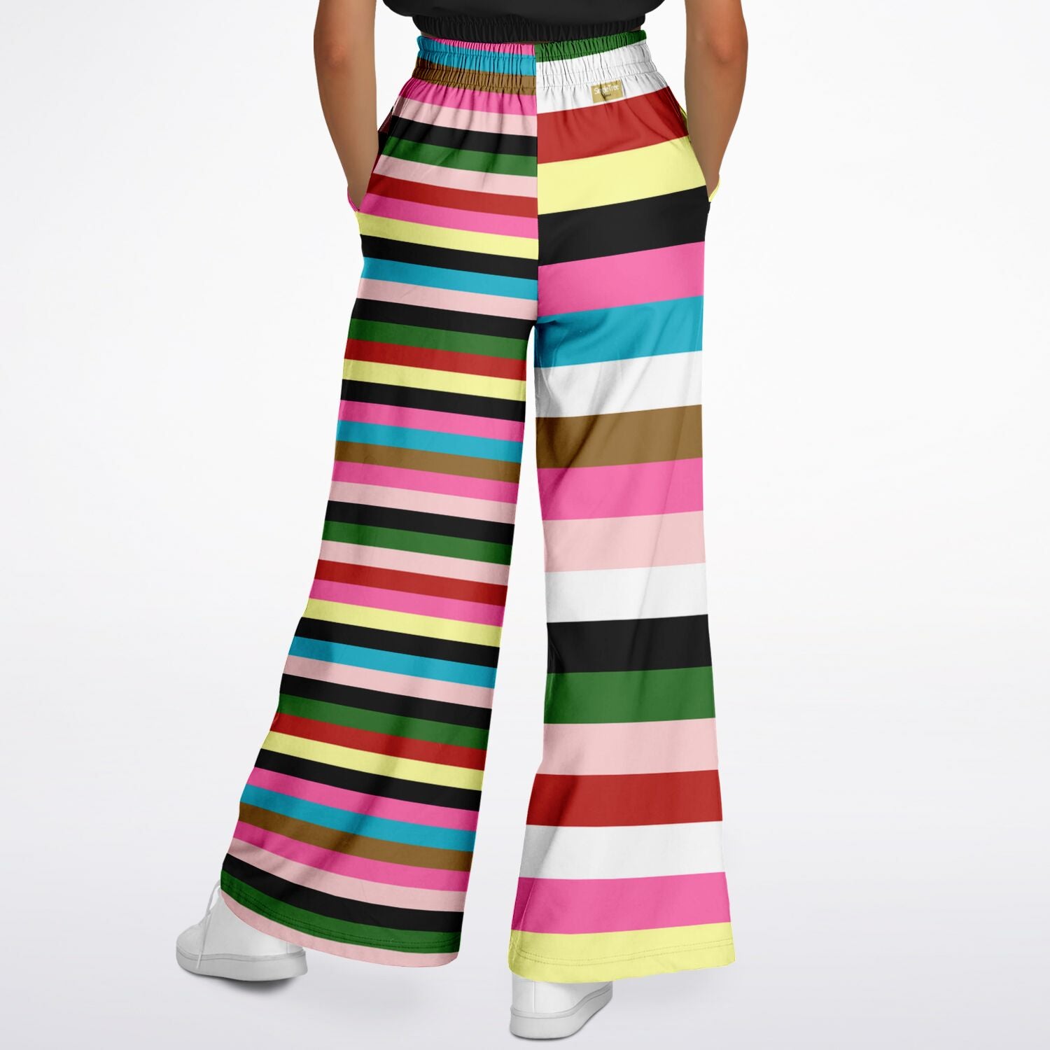 Rainbow Rugby Stripe Eco-Poly Wide Leg Pants Subliminator