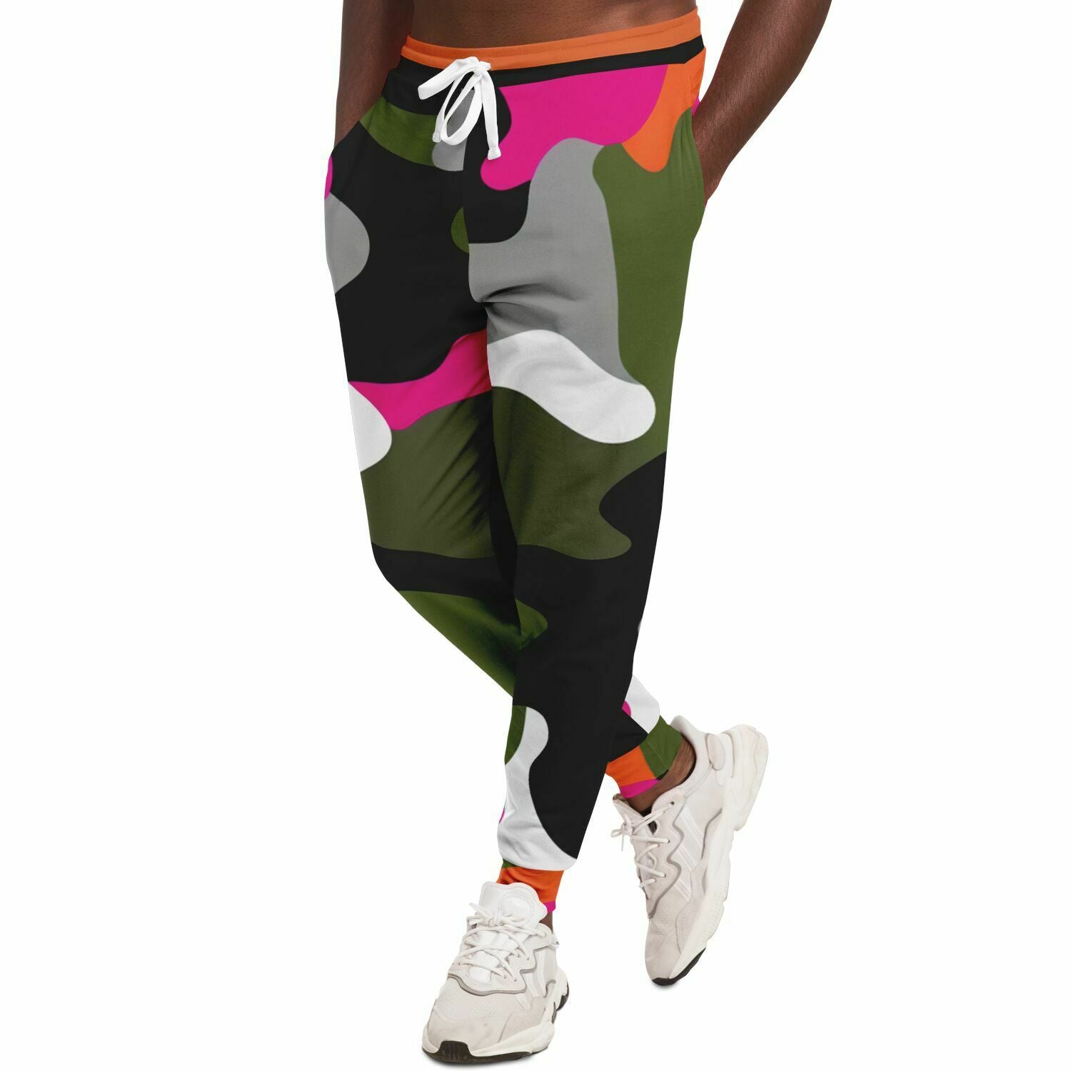 Hot Pink Black Dusk Camouflage Eco-Poly Unisex Joggers