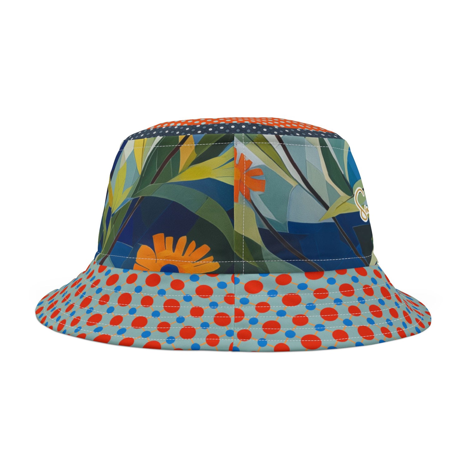 Sunshine and Butterflies in Stripes and Dots Vibrant Bucket Hat