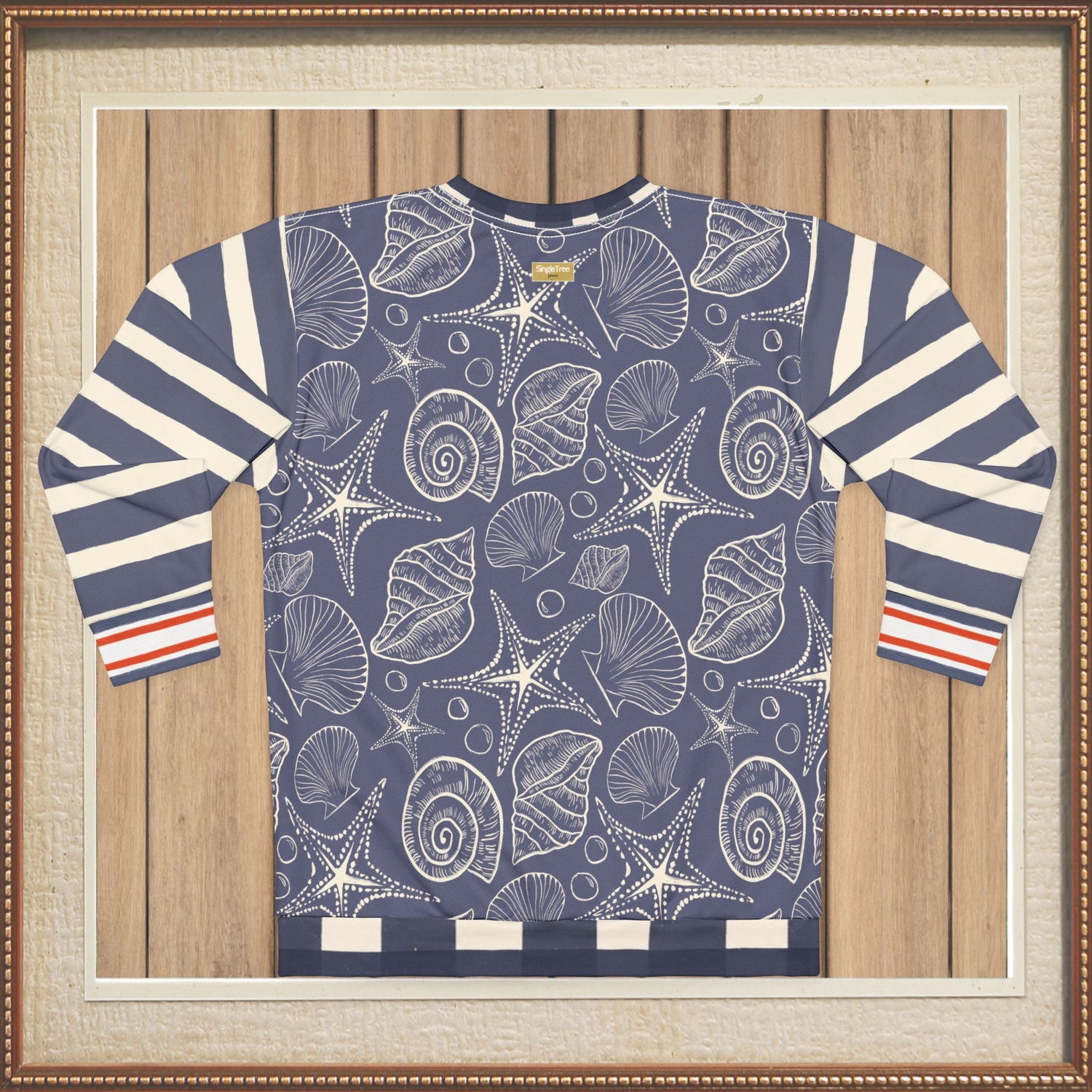Sail Away Seashell Sketch in Blue Unisex Sweatshirt