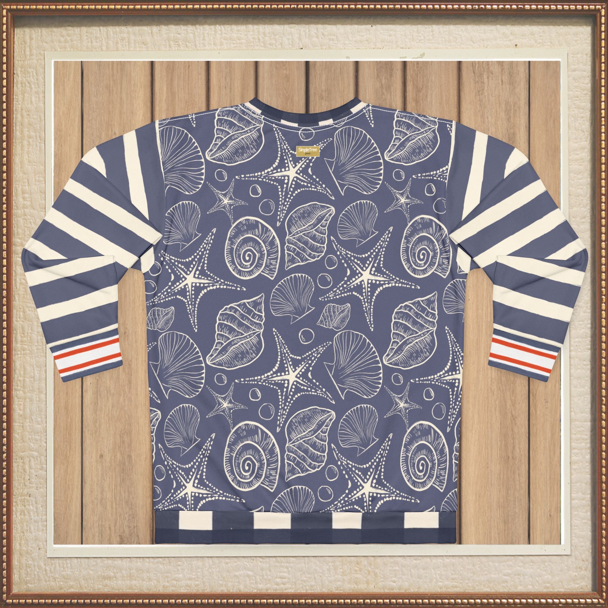 Sail Away Seashell Sketch in Blue Unisex Sweatshirt