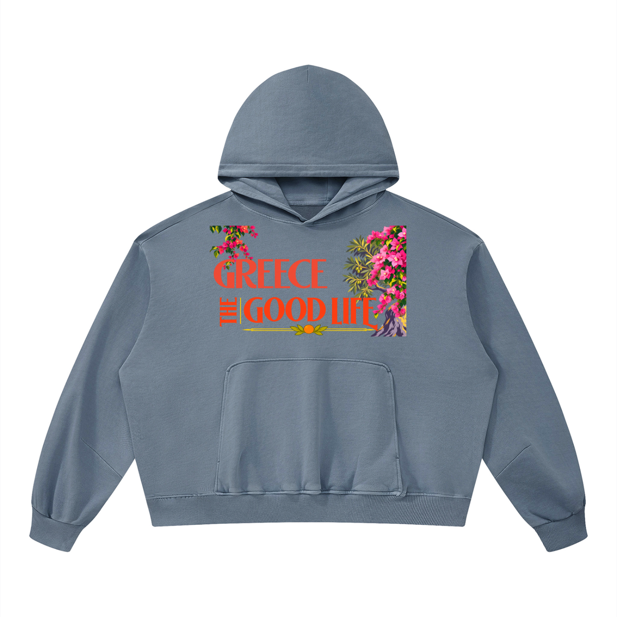 Greece - The Good Life Unisex Boxy Vintage Washed Hoodie