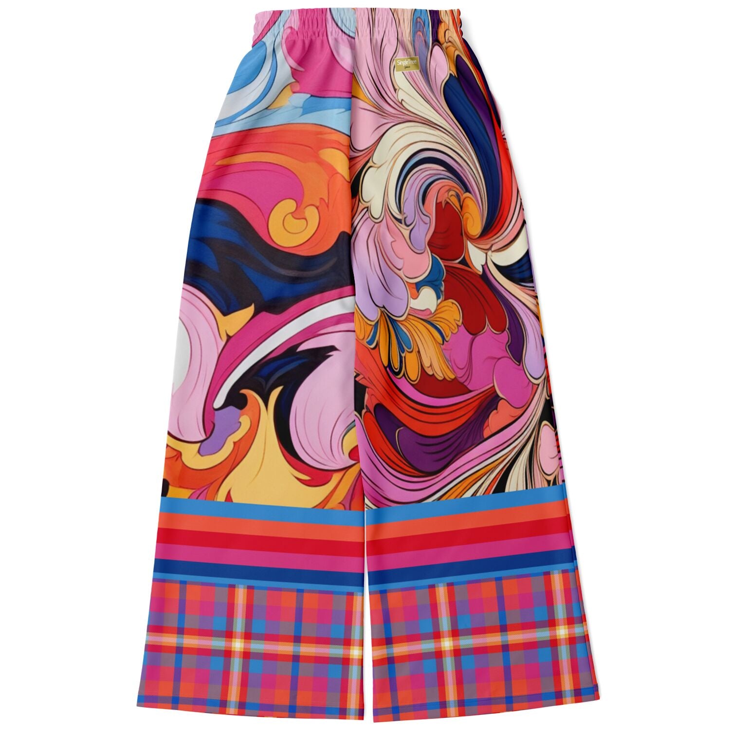 Haight Ashbury Wacky Floral Plaid Paisley Eco-Poly Wide Leg Pants