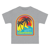 Heathered grey t-shirt with a colorful &