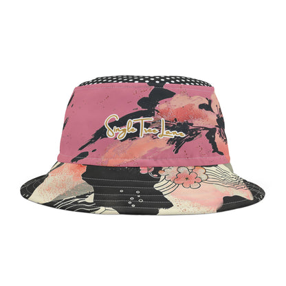 Pink Blush Asian Floral Vibrant Bucket Hat