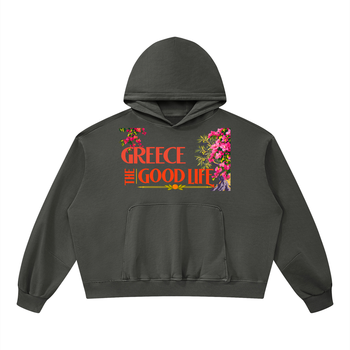 Greece - The Good Life Unisex Boxy Vintage Washed Hoodie