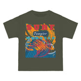 Army green t-shirt with colorful &