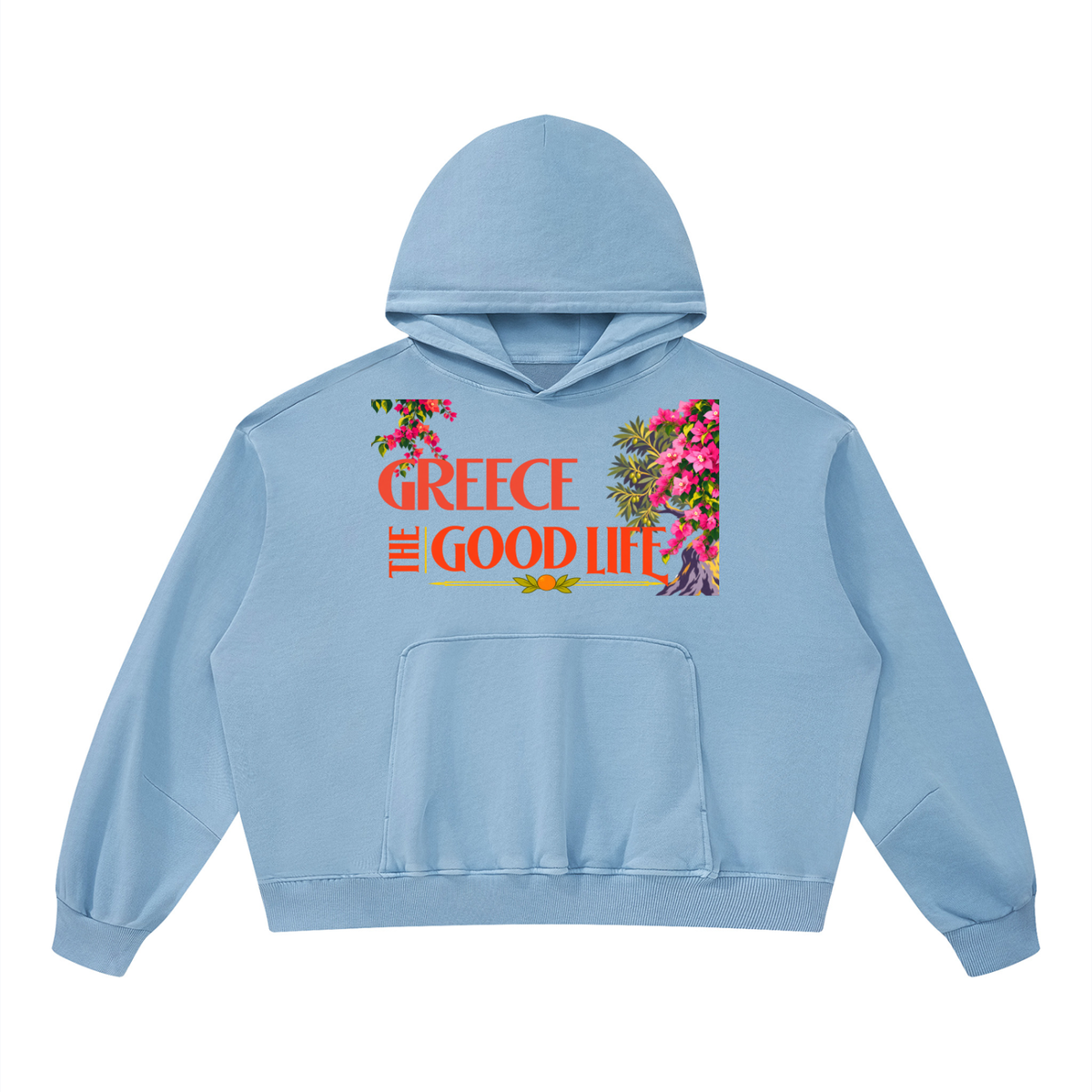 Greece - The Good Life Unisex Boxy Vintage Washed Hoodie