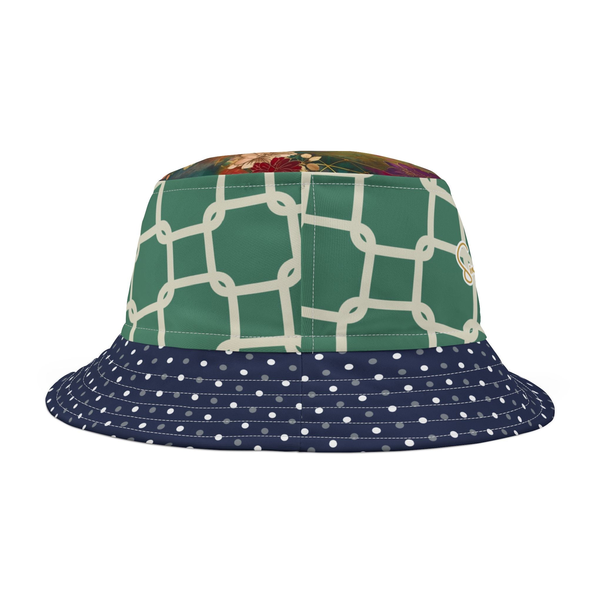Chained and Confused Green Asian Floral Vibrant Bucket Hat