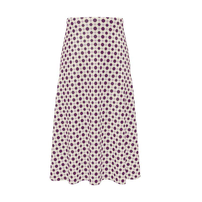 Polka Polka Pink and Red Dot A-line Midi Skirt