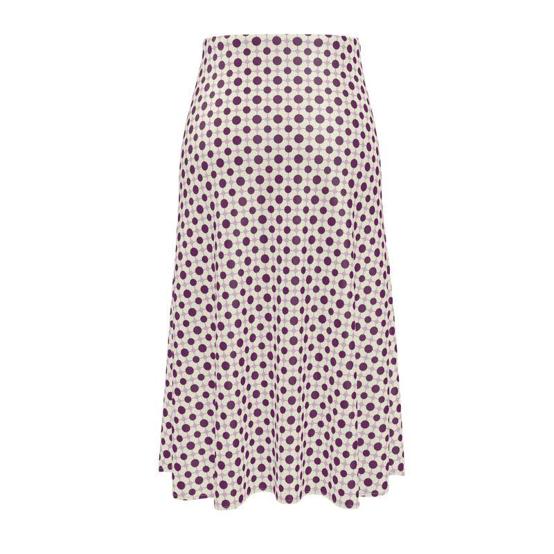 Polka Polka Pink and Red Dot A-line Midi Skirt