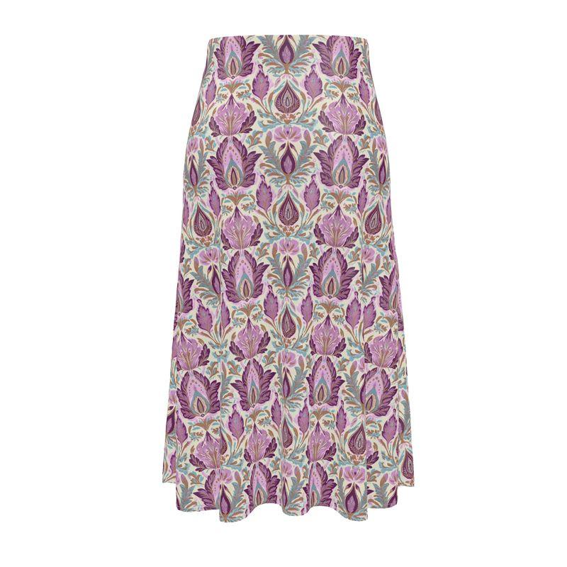 Maharani Bloom in Purple and Pink Floral Midi Skirt