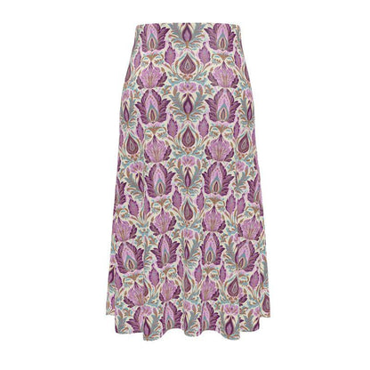 Maharani Bloom in Purple and Pink Floral Midi Skirt