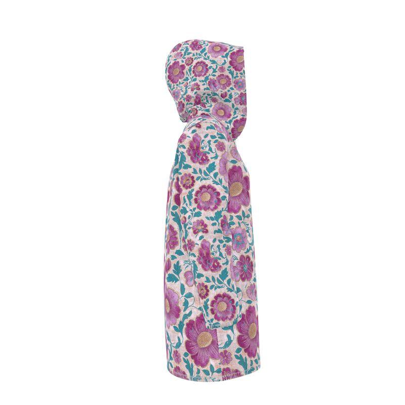 Pink Maharani Floral Womens Hooded Rain Jacket