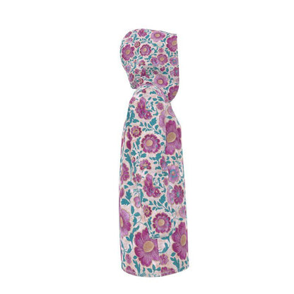 Pink Maharani Floral Womens Hooded Rain Jacket