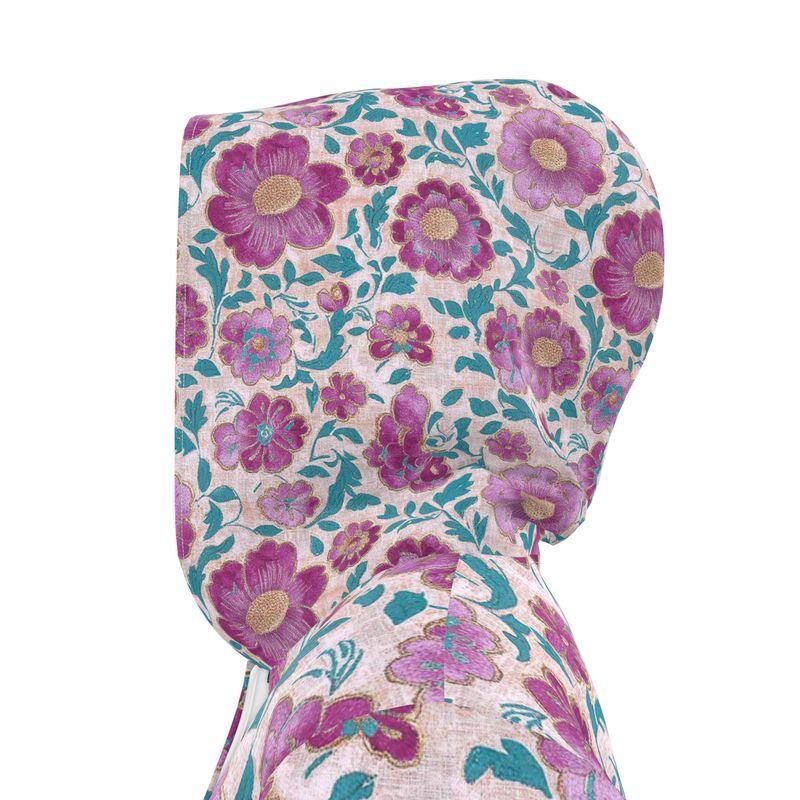 Pink Maharani Floral Womens Hooded Rain Jacket