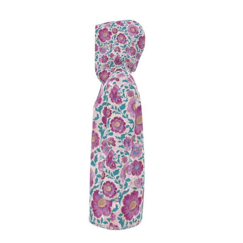Pink Maharani Floral Womens Hooded Rain Jacket
