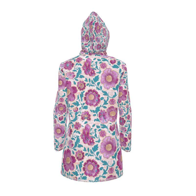 Pink Maharani Floral Womens Hooded Rain Jacket