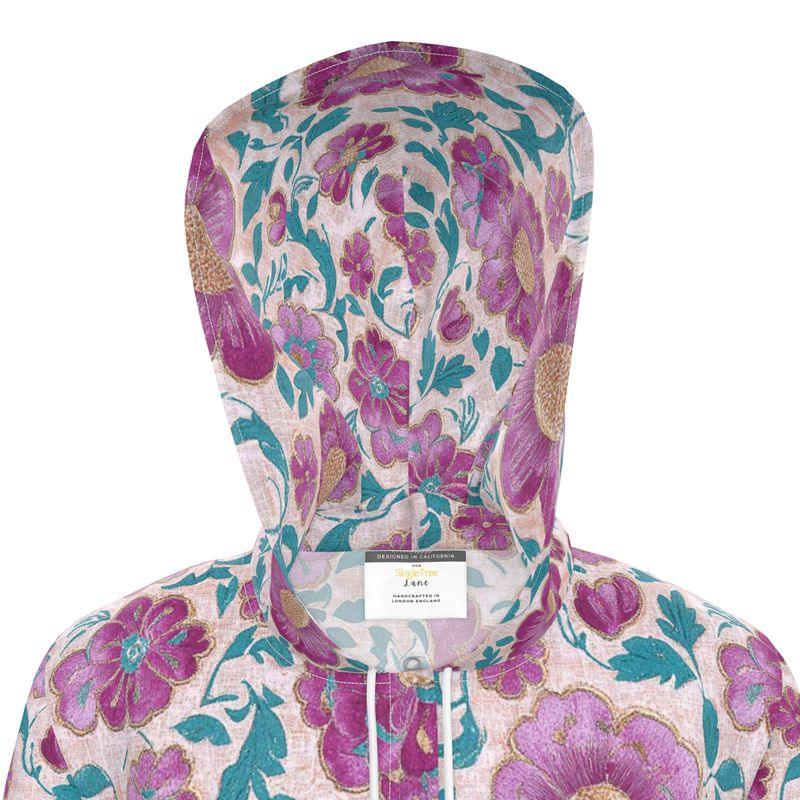 Pink Maharani Floral Womens Hooded Rain Jacket