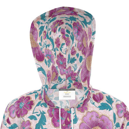 Pink Maharani Floral Womens Hooded Rain Jacket
