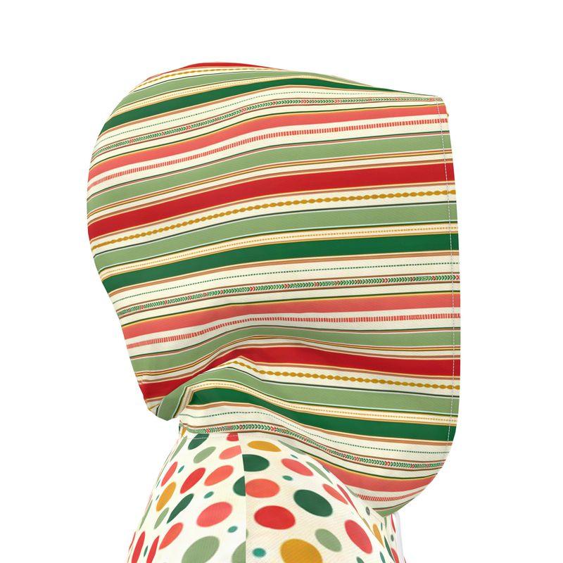 Orange and Green Maharani Stripes &amp; Dots Womens Hooded Rain Jacket
