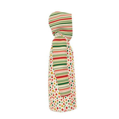 Orange and Green Maharani Stripes &amp; Dots Womens Hooded Rain Jacket