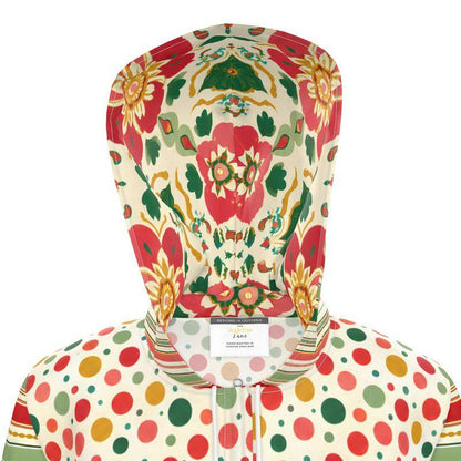 Orange and Green Maharani Stripes &amp; Dots Womens Hooded Rain Jacket